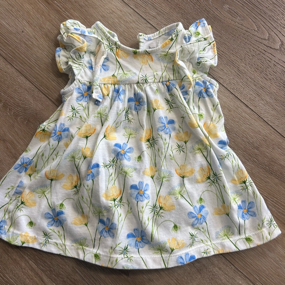 SOLD Floral Baby Dress with Blue and Yellow Flowers